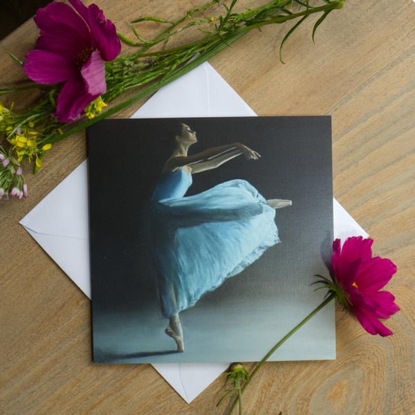 Ballet Dancer Art Greeting Card, Alex Jabore UK Artist