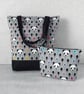 Large zipped pouch, project bag, cosmetic bag, pandas - Image 10