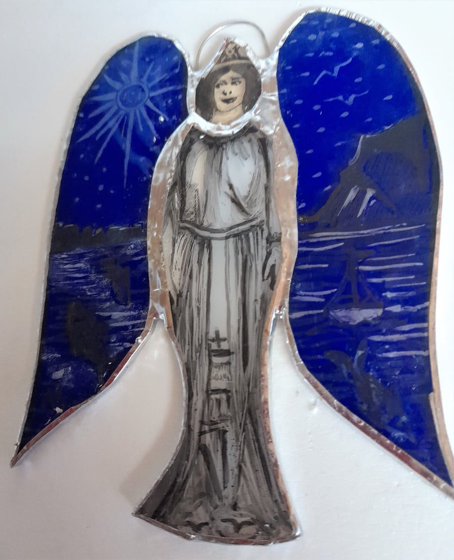 Contemporary Stained Glass - Guardian Angel of Land and Sea