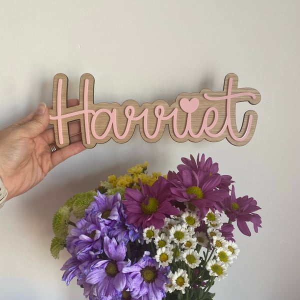 Personalised Wooden Name Sign: Acrylic Letter Nursery Decor