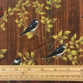 Fat Quarter Harvest Homecoming Birds Glitter 100% Cotton Quilting Fabric