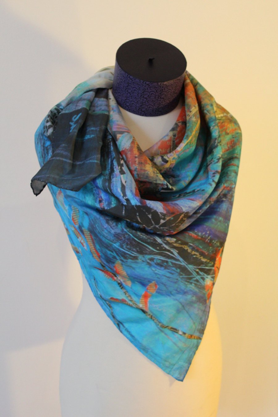 Large Square Silk Scarf Printed from Original Art
