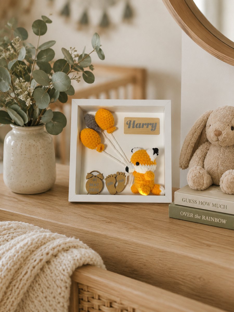 Personalised Baby Animal Crochet Frame with LED Lighting Nursery ...