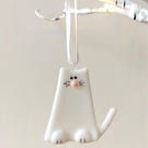 White Fused Glass Cat