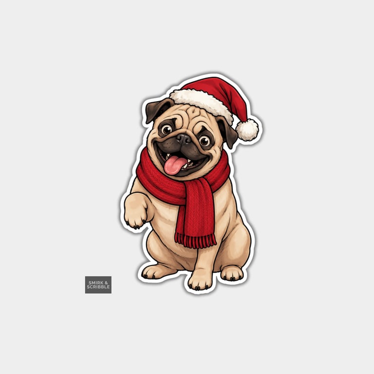 Unique Funny Christmas Sticker Xmas Decal For Adults - Friendly Dog 
