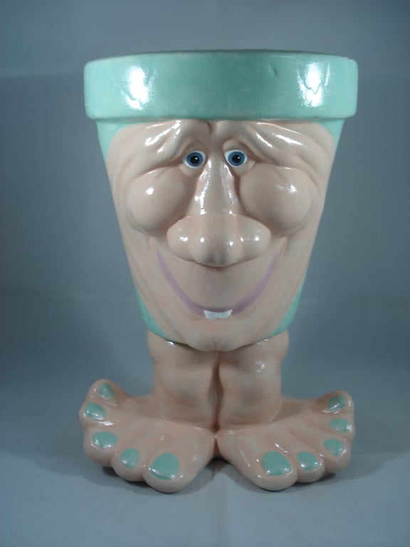 Ceramic Green Ceramic Novelty Garden Flower Herb Plant Pot Planter Container.