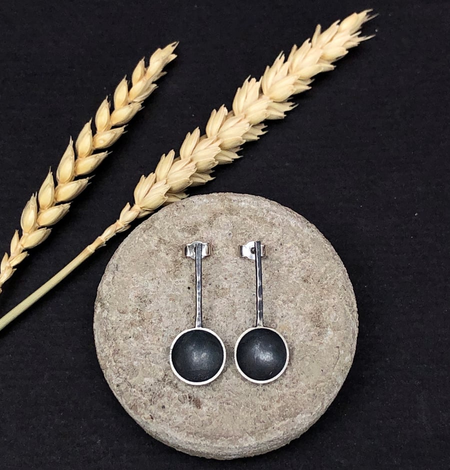 Oxidised silver spoon earrings.