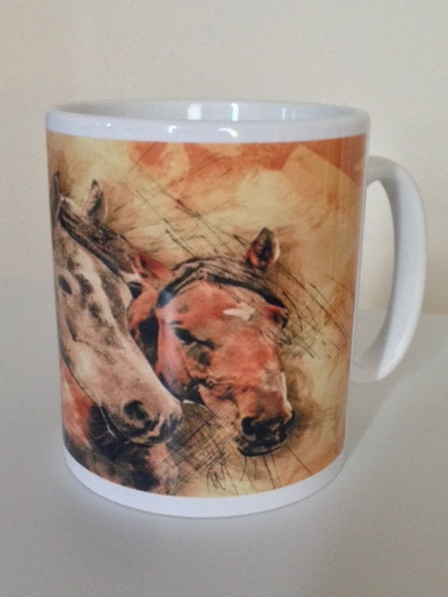 Horse drawing mug. Mugs for people who like horses