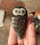 Tawny Owl - embroidered wool brooch