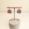 Pink marble small square dangle polymer clay earrings
