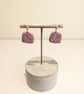 Pink marble small square dangle polymer clay earrings