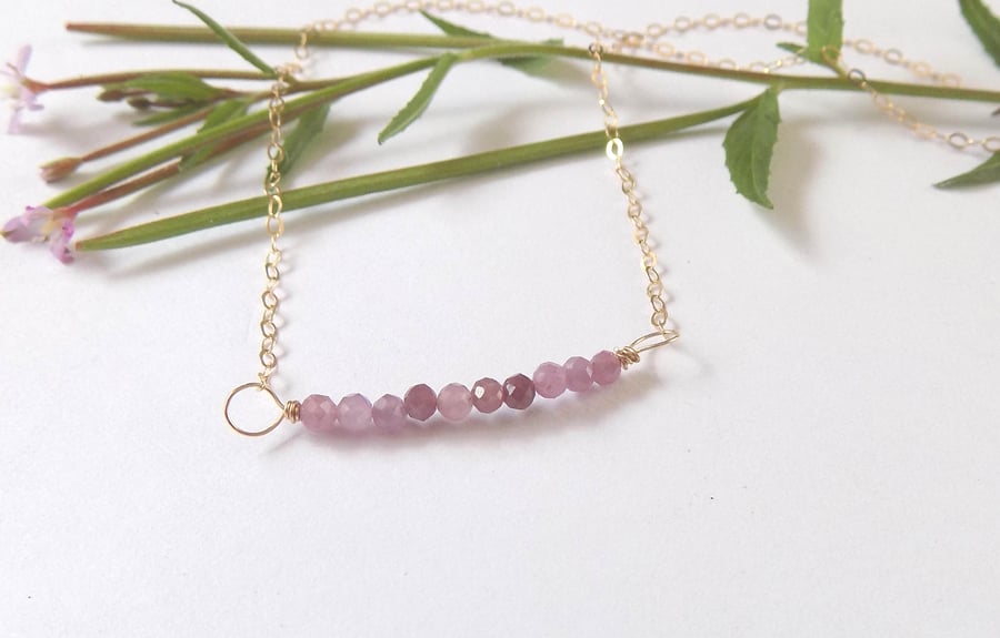 Pink Sapphire Gold Necklace 
