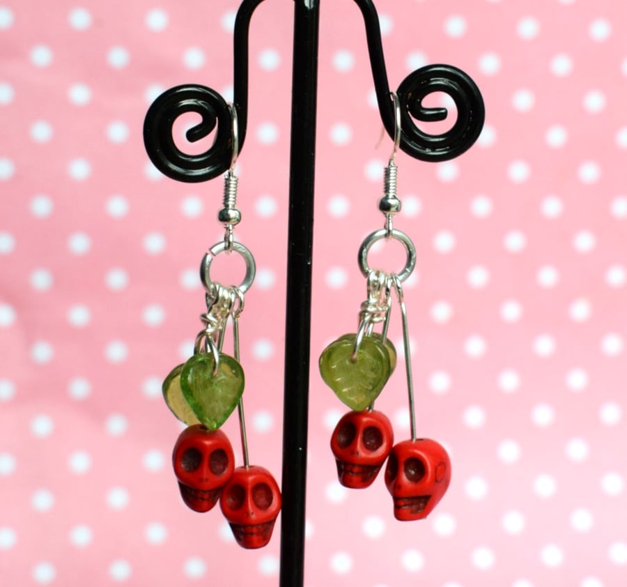 Red Skull Cherry Earrings