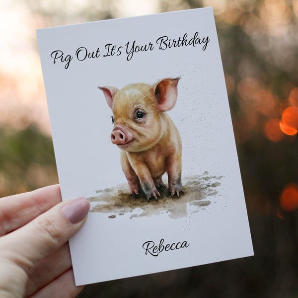 Pig Out it's your birthday Card, Pig Birthday Card, Card for Birthday, Pig Card