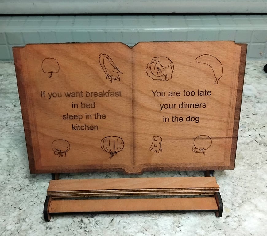 book stand rest laser cut plywood