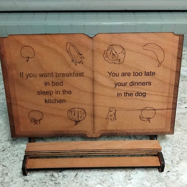 book stand rest laser cut plywood