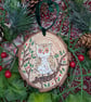 Owl hand-painted Christmas log slice decoration  - Image 2
