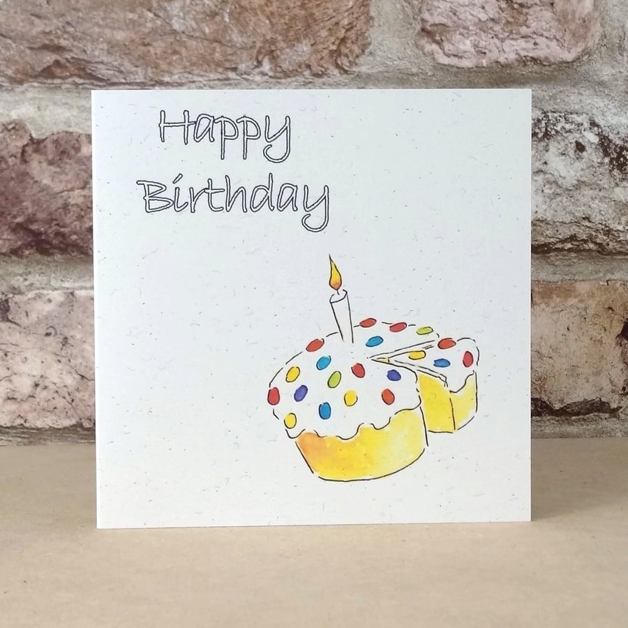 S A L E  New Birthday Cake Card Ecofriendly
