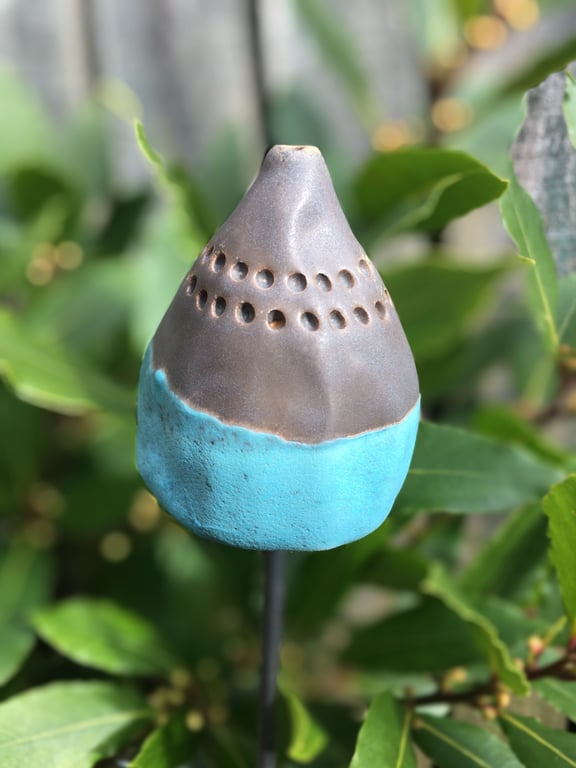 Ceramic garden stake, handmade garden art, indoor or outdoor garden stake