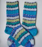 Hand-cranked Knitted Ribbed Wool Socks Size 6 to 7 - Image 4