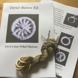 Kit to Make 6 x Dorset Cross Wheel Buttons, Coffee