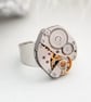 Mens Pinky Ring, Steampunk Ring, Steampunk Signet, Simple Silver Watch Movement  - Image 6