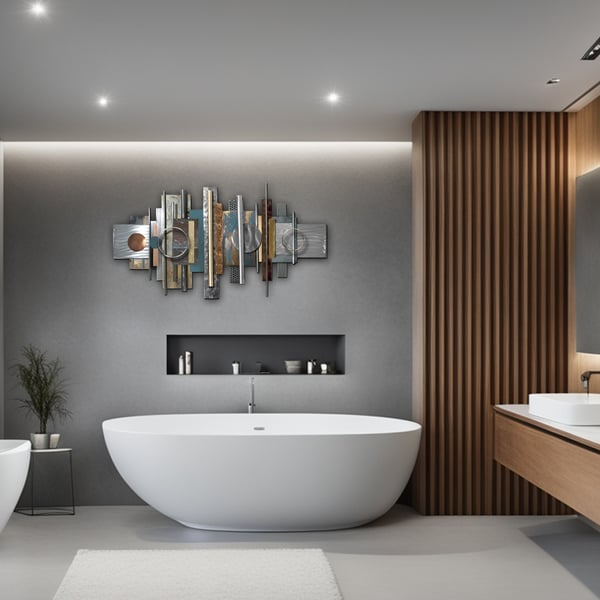  Modern Abstract Art with Metallic Elegance (Suitable for bathroom)