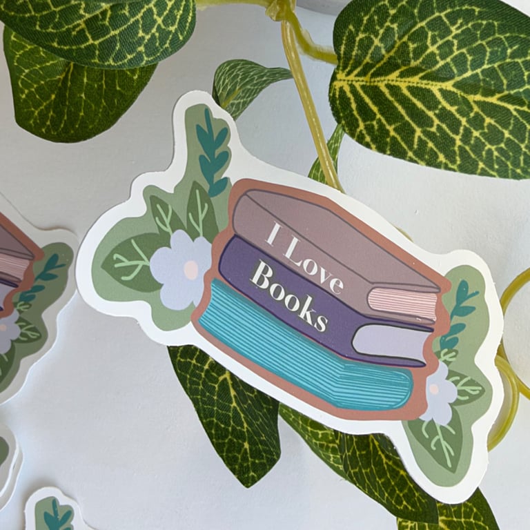     I Love Books Sticker - Book Club - Laptop and Planner Decor
