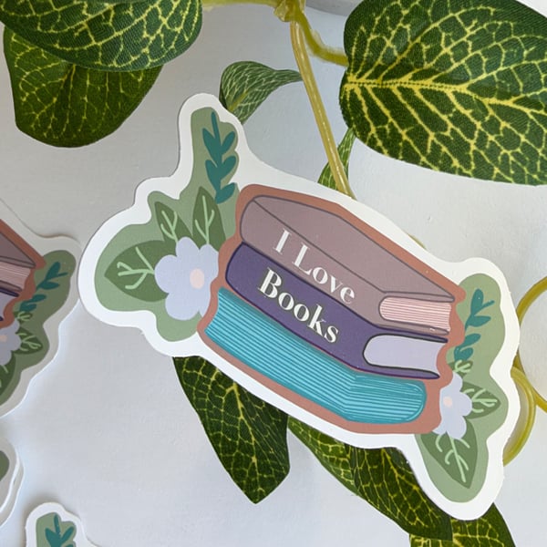     I Love Books Sticker - Book Club - Laptop and Planner Decor