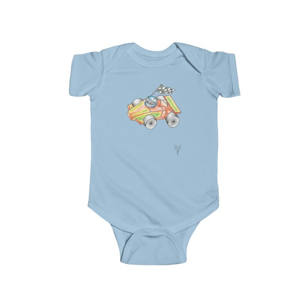 Racing Car Infant Fine Jersey Babygrow Babygro Bodysuit by Bikabunny