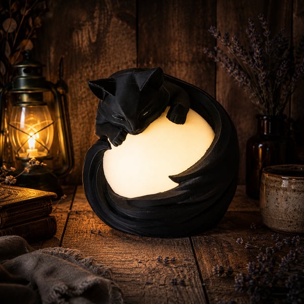 Moon Cat Lamp – Remote Control RGB Night Light USB Ambient Lamp 3D printed