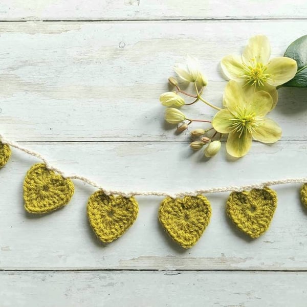 Lime Green Crochet Heart Garland