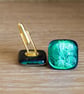 Dark Teal Glass Cufflinks - 4059 - Image 5