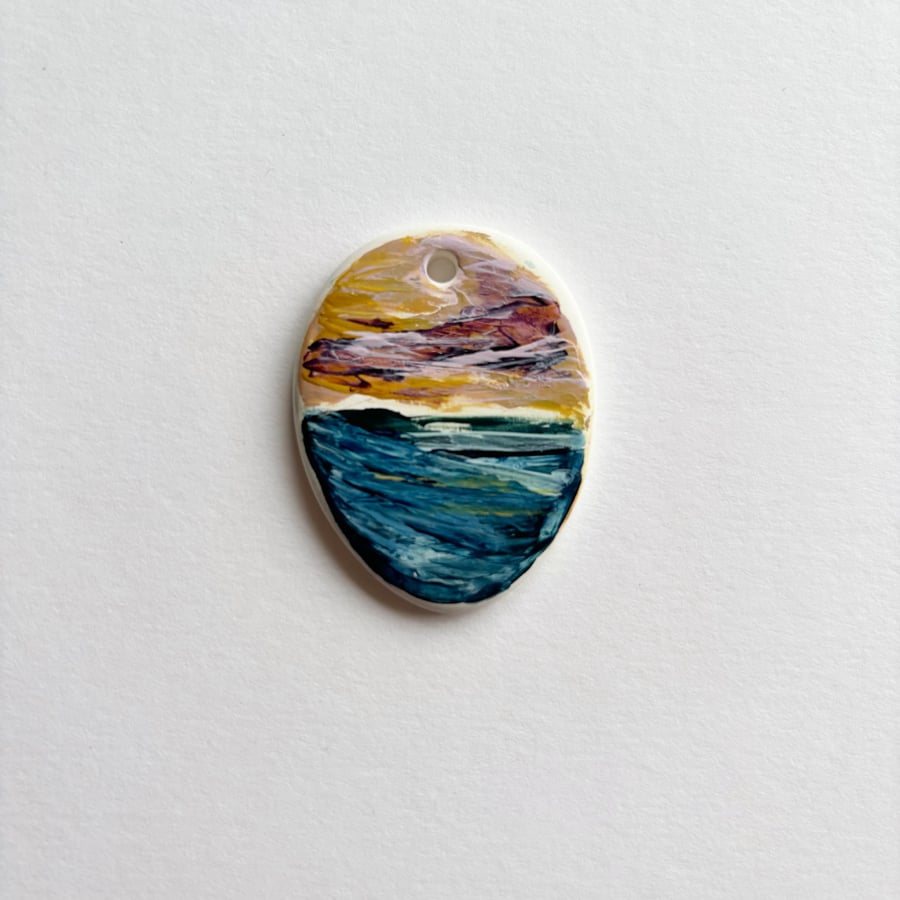 Seascape Hand Painted Pendant