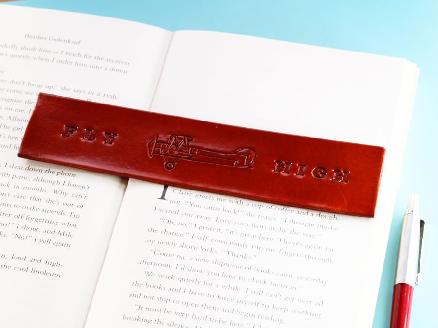 Hand Carved Tiger Moth Leather Bookmark, Unique Fly HIgh Leather Book Mark
