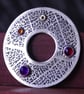 Leaf Brooch, Natural Leaf Vein Pattern, Handmade, Amethyst, Garnet, Citrine No.4 - Image 1