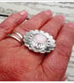 Pink Opal Flower Ring Sterling silver hallmarked size R - S - Image 2