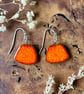 Dazzling Orange Ceramic Earrings; Foraged Bristol Clay, Hypoallergenic Steel Hoo - Image 1