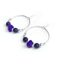 Blue Glass Hoop Earrings. Small Blue Sterling Silver Lapis Lazuli Beaded Hoops - Image 3