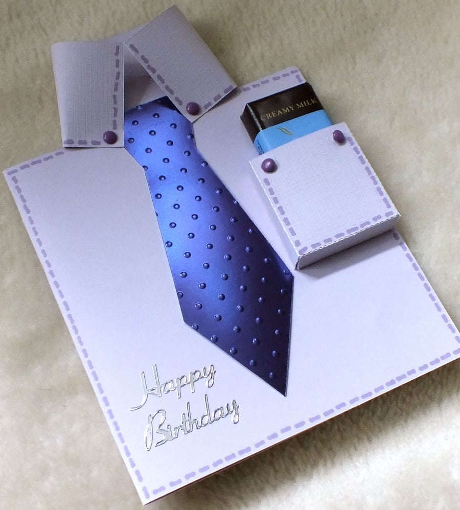 Handmade Birthday Shirt & Tie Card with Free Chocolate