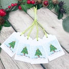 Christmas Tree Gift Tags - set of 4 tags