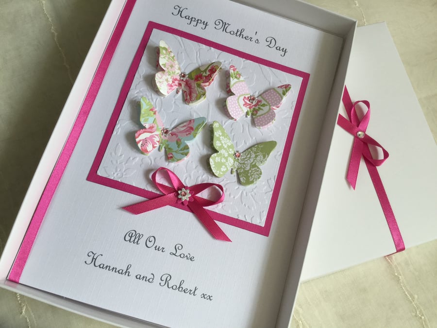 Mother’s Day Card Personalised Handmade Gift Boxed Birthday  Mum Nan Mom Mam