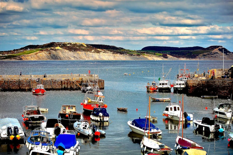 Picture Lyme Regis Harbour, Lyme, Devon Dorset Photo Print Boats