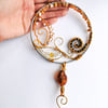 Wire wrapped sun catcher, crystal window ornament,