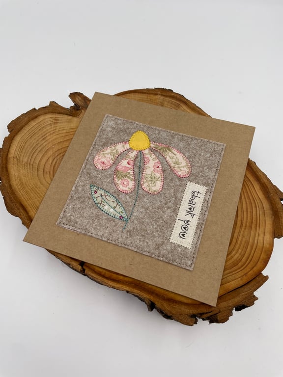 Daisy thank you appliqué card