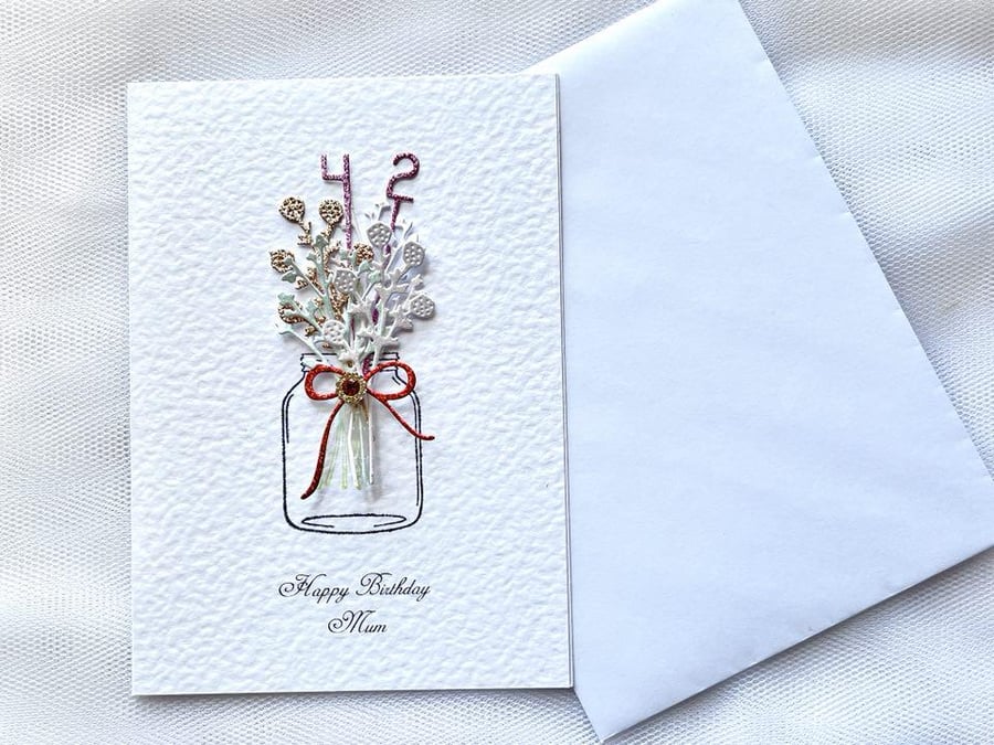 Handmade Luxury Personalised Birthday Card for mum wife, daughter, sister