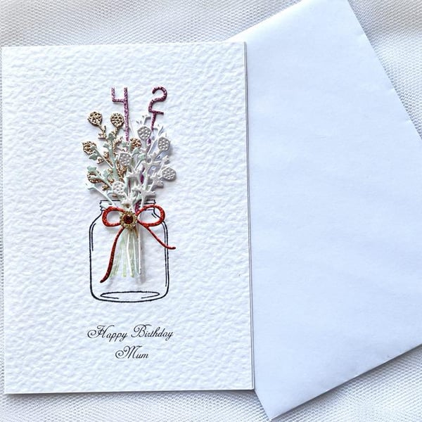Handmade Luxury Personalised Birthday Card for mum wife, daughter, sister
