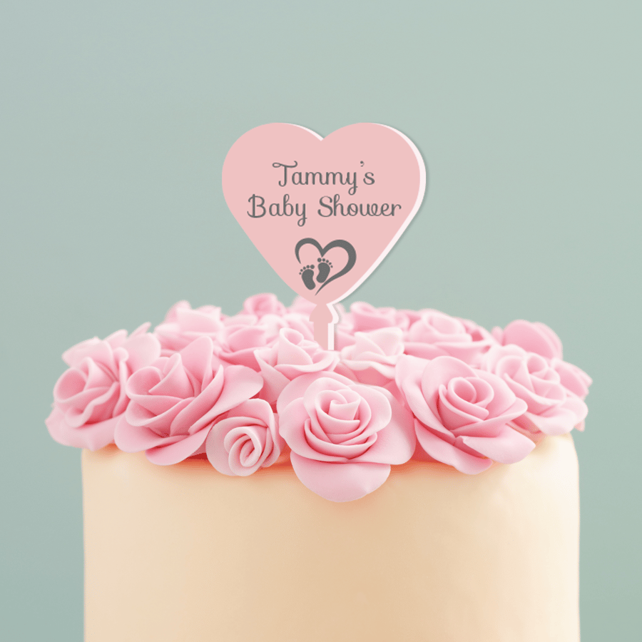 Baby Shower Cake Topper Balloon Shape Cake Gift Star Heart Personalised Name