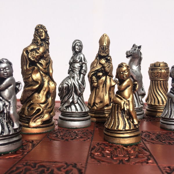 Large Louis XIV Themed Chess Pieces - Reconstructed Stone Chess pieces