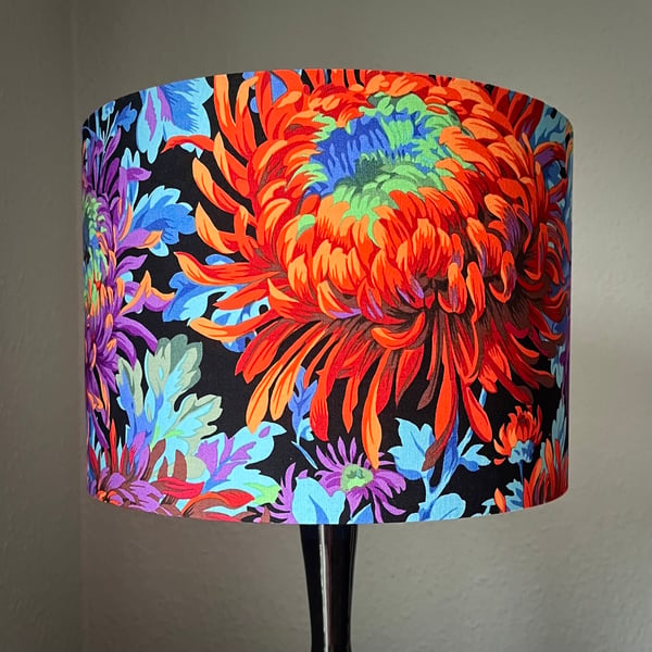 Seconds - 30cm Diameter Lampshade, Multicoloured Chrysanthemums